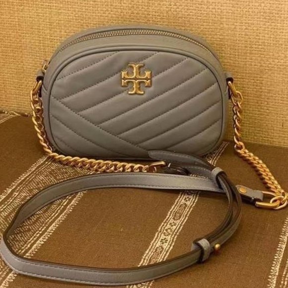 Tory Burch Handbags - NWT Tory Burch Small Kira Chevron Camera Bag, Grey